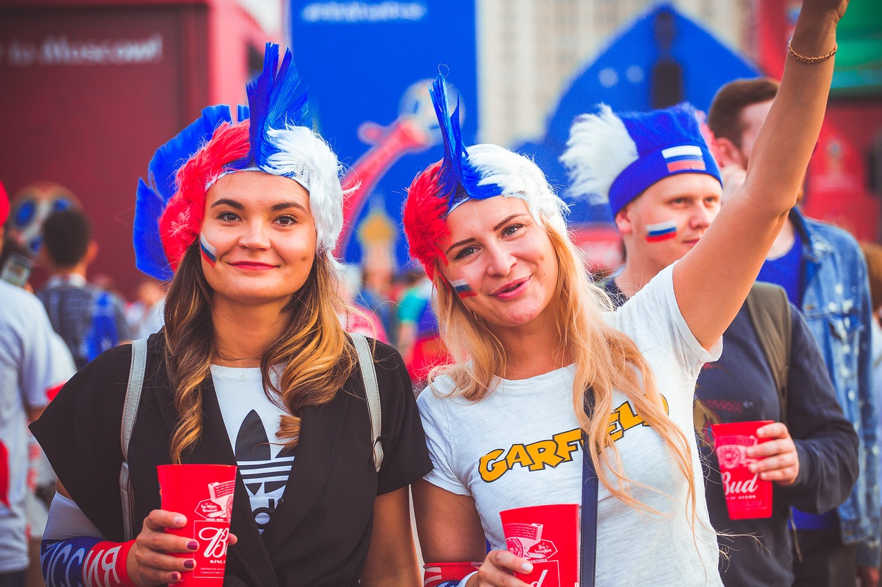 Russian girls are cheering for their country