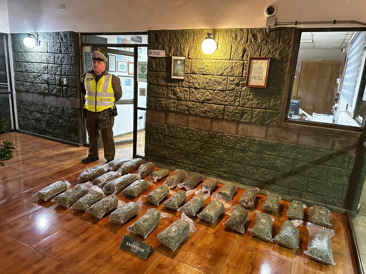 Cerca de 32 kilos de marihuana incautados en control carretero