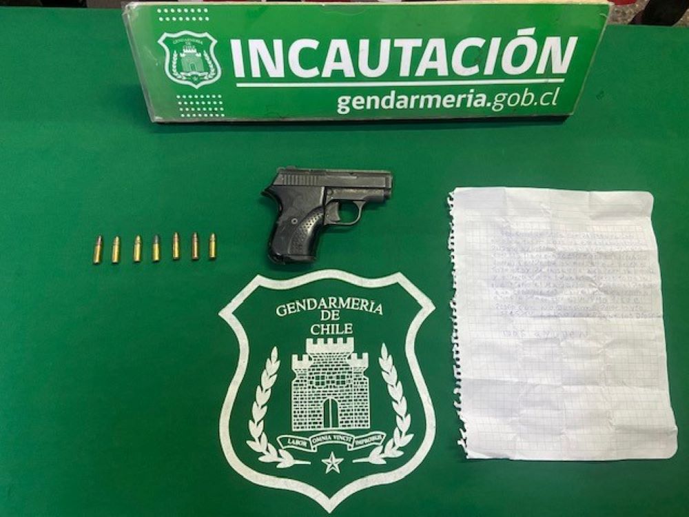 Gendarmes incautan pistola y municiones lanzadas a la cárcel de Los Ande