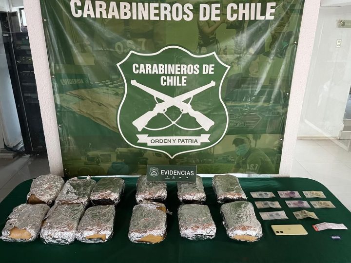 OS7 Aconcagua decomisa más de 12 kilos de droga en un bus con destino a Santiago