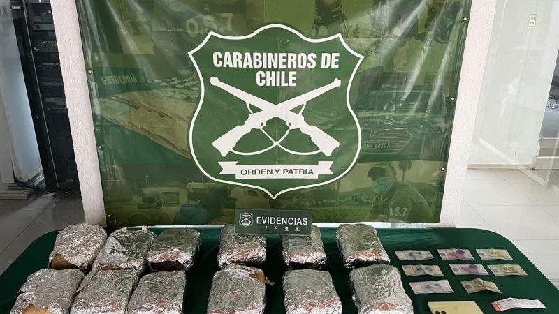 OS7 Aconcagua decomisa más de 12 kilos de droga en un bus con destino a Santiago