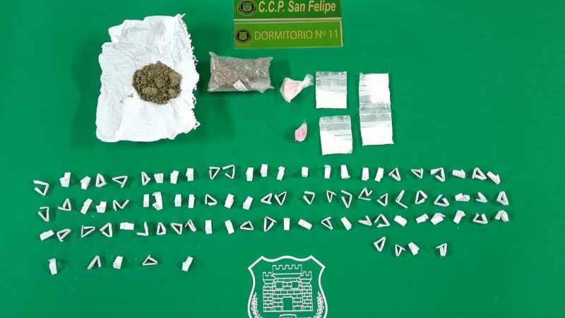 Allanamiento permite incautar más de 200 dosis de drogas en la cárcel de San Felipe 