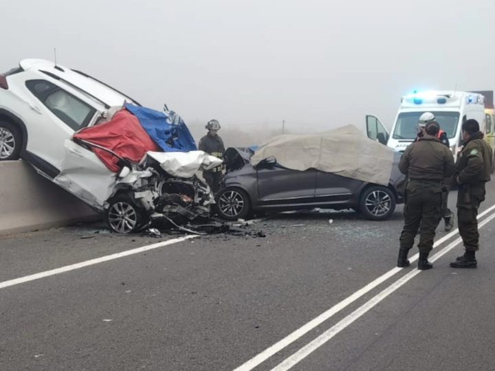 Tres personas fallecidas deja violenta colisión frontal en la Autopista Los Libertadores