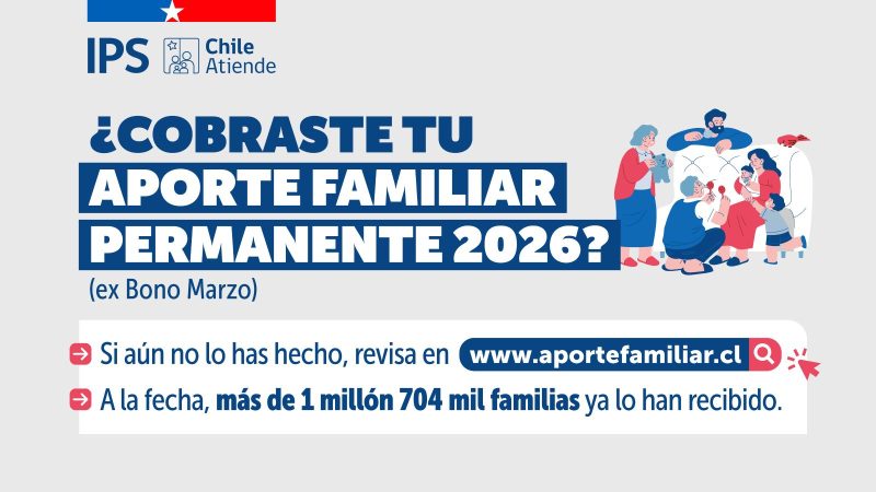 ¿Cobraste tu Aporte Familiar Permanente? Si aún no lo has hecho, revisa en www.aportefamiliar.cl