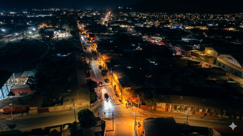 Transitadas calles de Llay Llay cuentan con tres kilómetros de nuevas luminarias peatonales