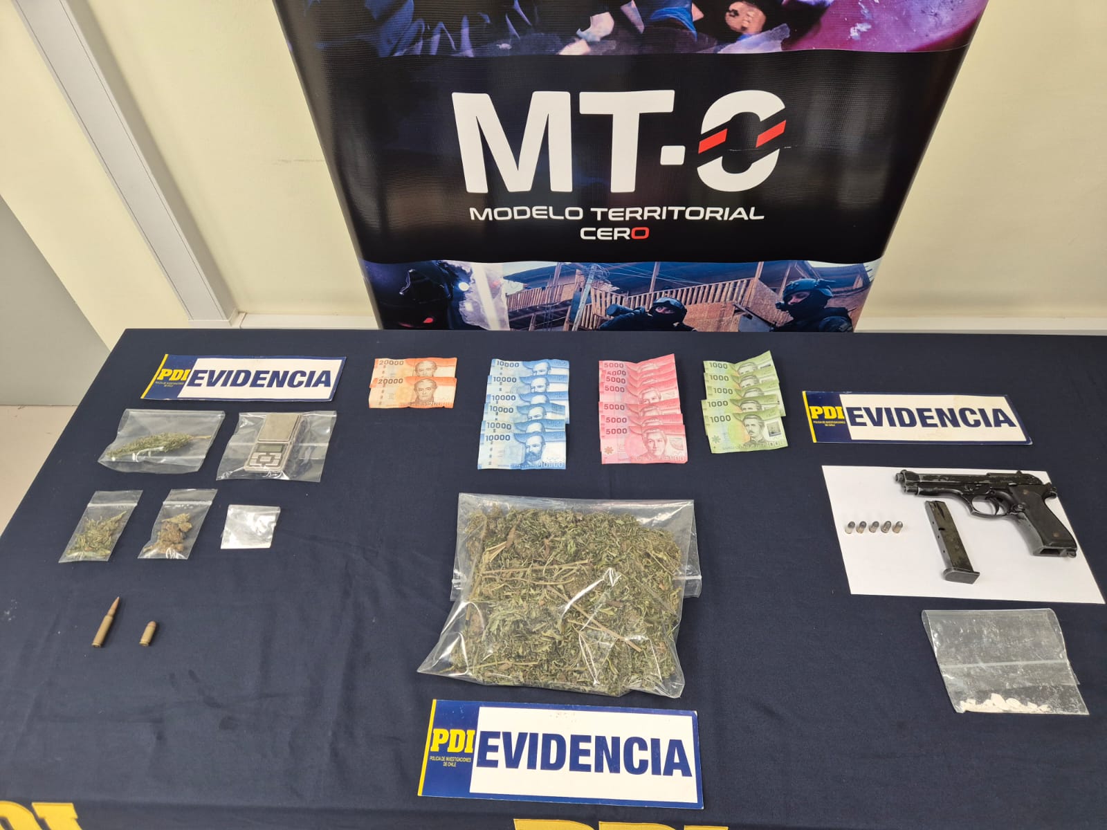 Operativo de la PDI en Panquehue deja tres detenidos, drogas y un arma incautada