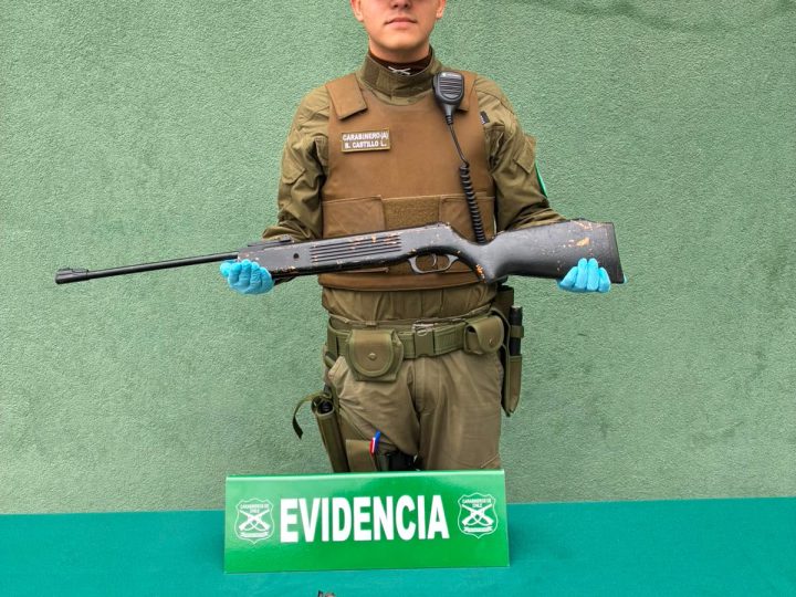 Carabineros detiene a hombre por infracción a la Ley de Control de Armas tras procedimiento por violencia intrafamiliar en San Felipe