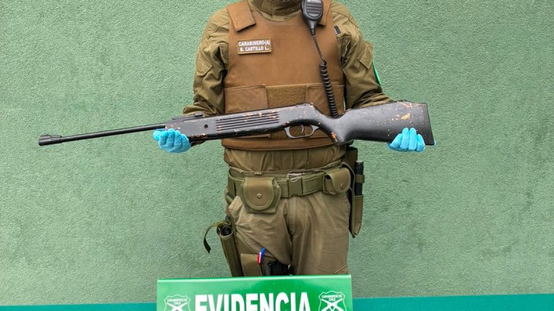 Carabineros detiene a hombre por infracción a la Ley de Control de Armas tras procedimiento por violencia intrafamiliar en San Felipe
