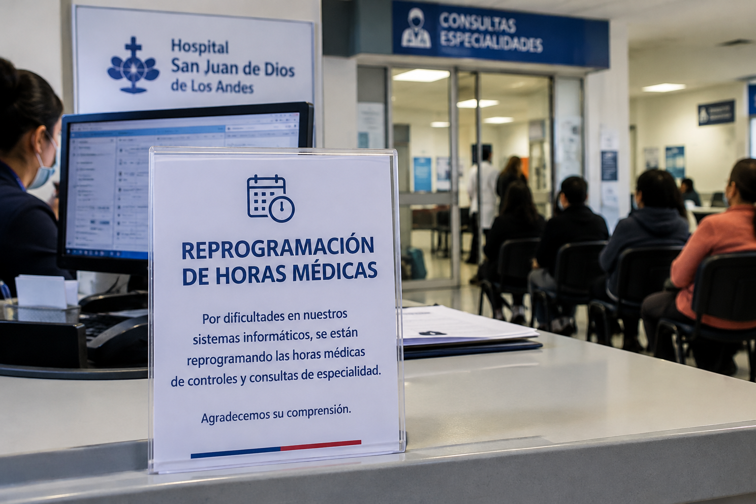 Hospital San Juan de Dios de Los Andes reprograma horas médicas por fallas en sus sistemas informáticos